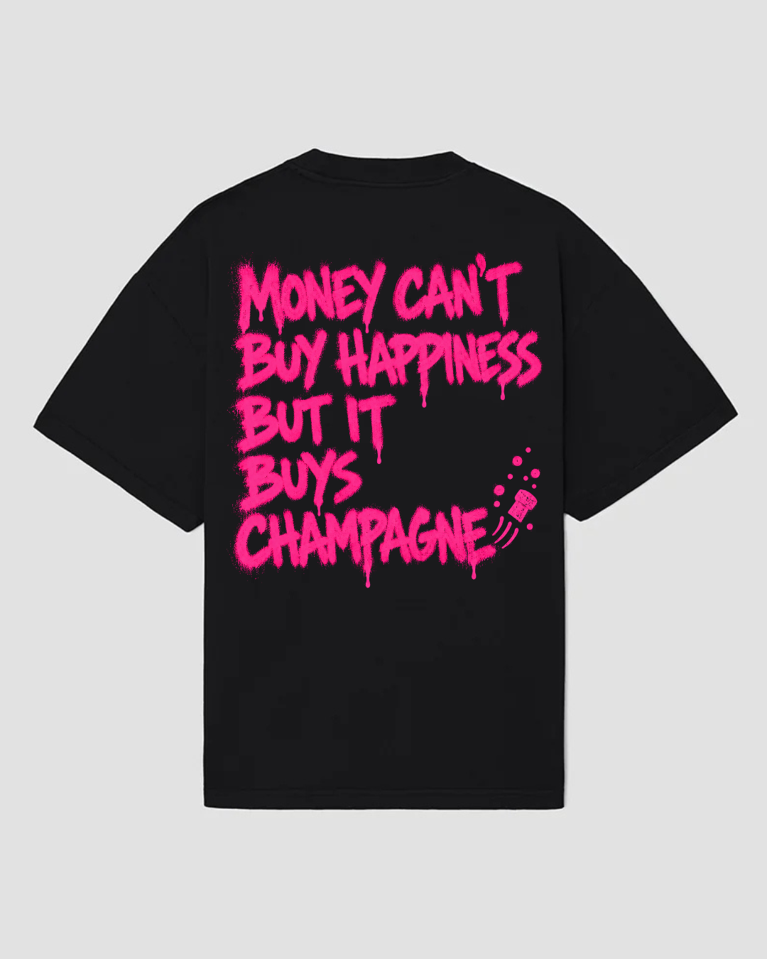 bee. CHAMPAGNE — Tricou Oversized, Bumbac 100%, 300GSM — Negru