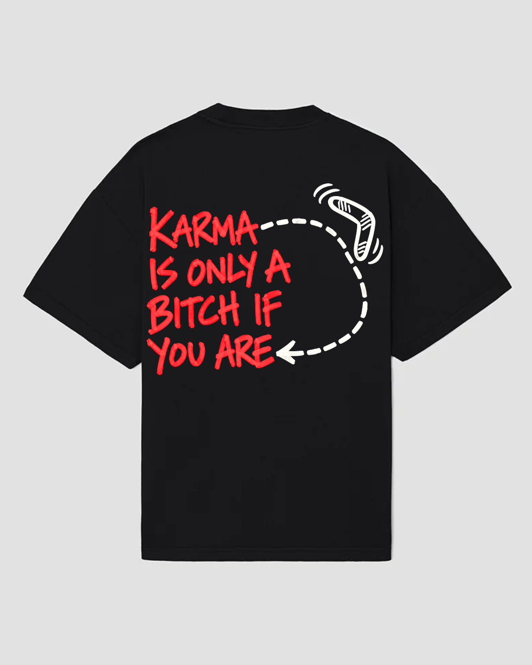 bee. KARMA — Tricou Oversized, Bumbac 100%, 300GSM — Negru