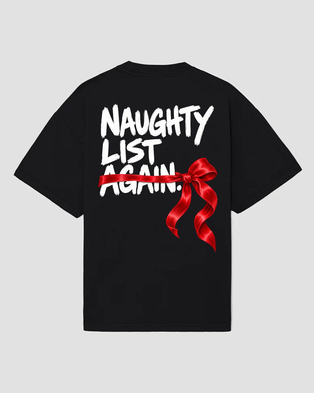 bee. NAUGHTY — Tricou Oversized, Bumbac 100%, 300GSM — Negru