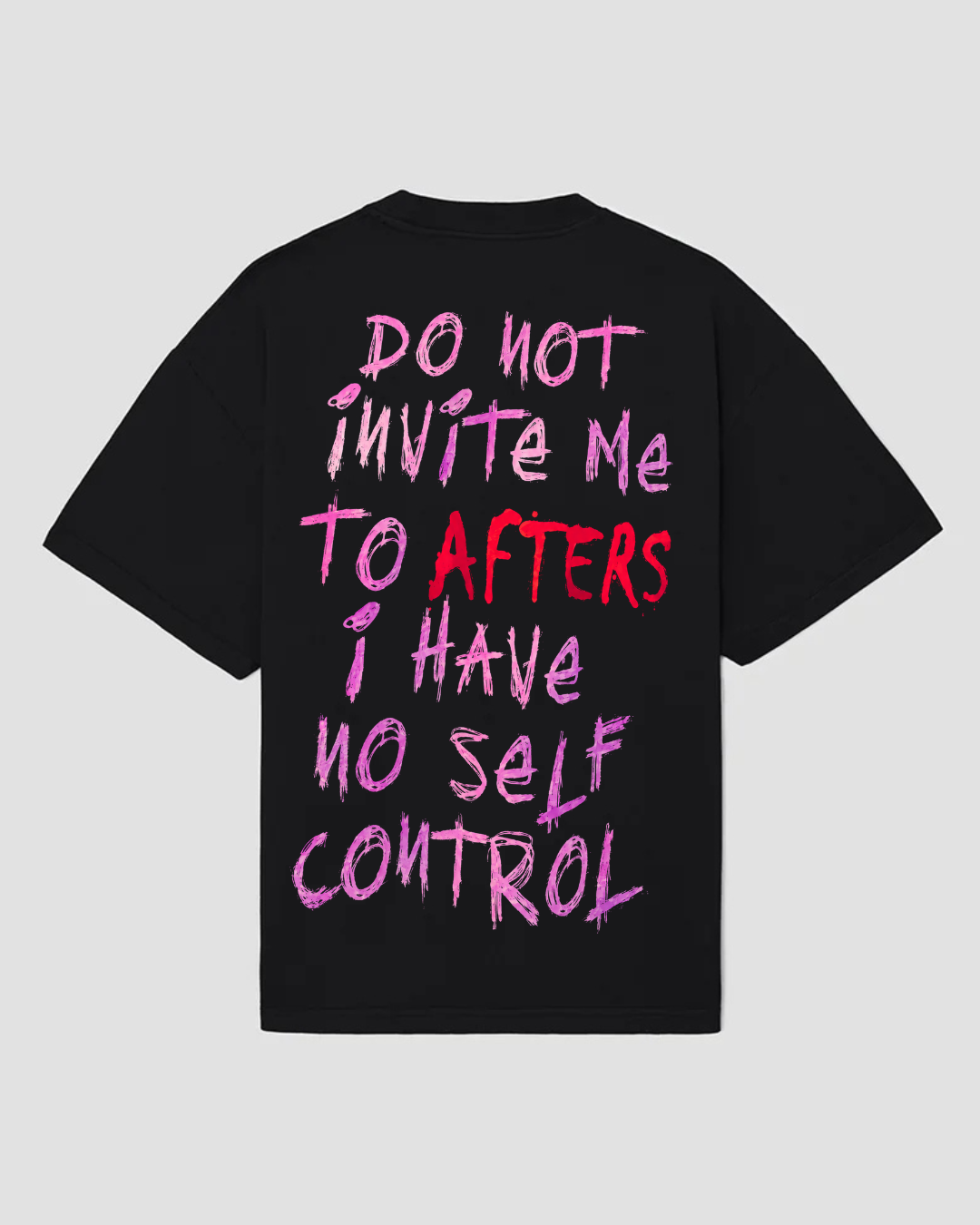 bee. NO SELF CONTROL — Tricou Oversized, Bumbac 100%, 300GSM — Negru