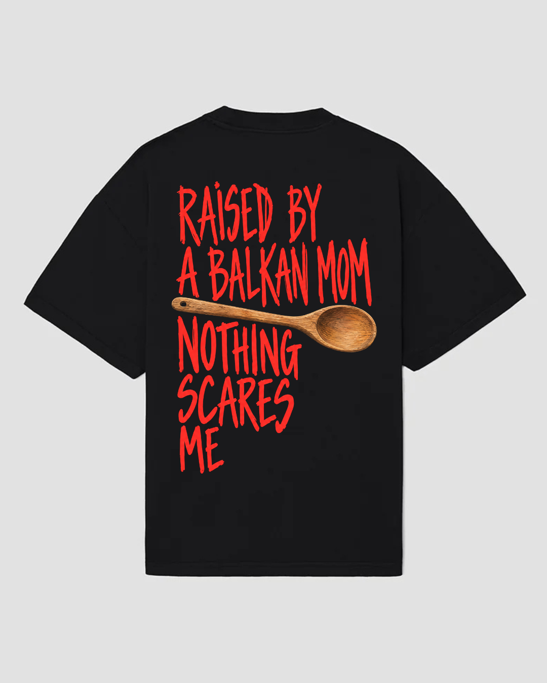 bee. BALKAN MOM — Tricou Oversized, Bumbac 100%, 300GSM — Negru