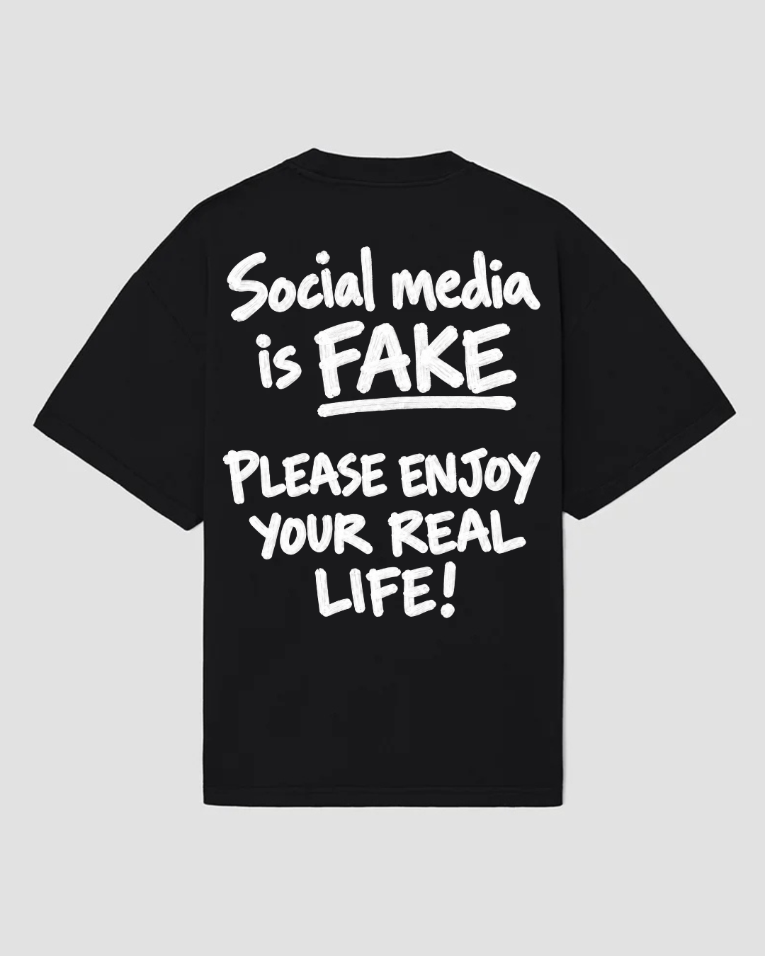 bee. YOUR REAL LIFE — Tricou Oversized, Bumbac 100%, 300GSM — Negru